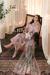 JADE - 3PC DHANAK EMBROIDERED SHIRT WITH TWILL PRINTED SHAWL AND TROUSER - HZG2254